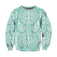 Men's Western Aztec Graphic Sweatshirt Casual Crew Neck Sweatshirt Long Sleeve Pullovers Top Retro Sport Pullover