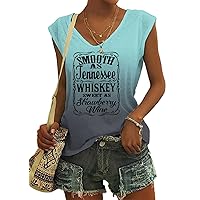 Smooth as Tennessee Whiskey T Shirt Women V-Neck Cap Sleeve Tank Tops Country Music Tees