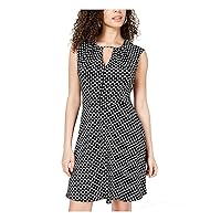 Be Bop Dress Junior A-Line Keyhole Polka Dot Tie Back Black XXS