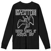 Led Zeppelin Icarus Outline LogoUnited States of America 1977 Crew Neck Long Sleeve Black Adult Tee