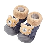 Infant Toddle Footwear Winter Toddler Shoes Soft Bottom Indoor Non Slip Warm Floor Cartoon Tiger Socks Pom Shoes Girls