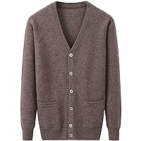 Flygo Men's V Neck 100% Cashmere Cardigan Sweater