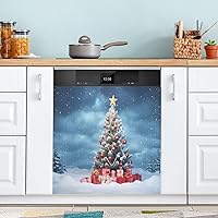 Christmas Tree Snowflakes Gifts Dishwasher Magnet Cover Dishwasher Covers for The Front Magnetic Dishwasher Cover Panel Magnetic Refrigerator Cover for Home Farmhouse Decor Kitchen - 23 X 26 in
