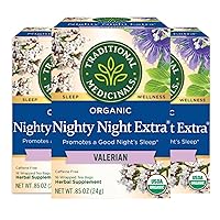 Traditional Medicinals Organic Nighty Night Valerian Relaxation Tea, 16 Tea Bags (Pack of 3)
