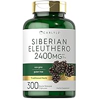 Siberian Eleuthero | 2400mg | 300 Capsules | Non-GMO and Gluten Free Formula | Siberian Ginseng | Traditional Herbal Supplement