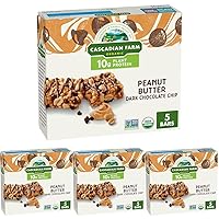 Cascadian Farm Organic Peanut Butter Dark Chocolate Chip Protein Bars, Non-GMO, 5 Bars, 8.85 oz. (Pack of 4)
