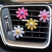 4 Pieces Daisy Flower Air Vent Clip Cute Car Air Freshener Clip Boho Car Diffuser Vent Clip Colorful Car Air Outlet Decorations Charm Car Inter Decor Accessories for Girls Women