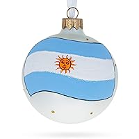 Flag of Argentina Blown Glass Ball Christmas Ornament 3.25 Inches