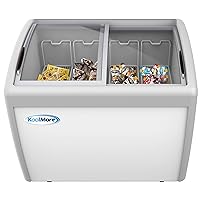 KoolMore - MCF-12C Commercial Ice Cream Freezer Display Case, Glass Top Chest Freezer with 4 Storage Baskets and Clear, Sliding Lid, Large 12.7 cu.ft Capacity, White