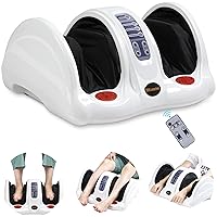 H&B Luxuries Electric Shiatsu Foot Massager for Circulation and Pain Relief, Feet Legs Calf Ankle Massage Machine for Plantar Fasciitis and Neuropathy, Parents Wife Husband Gifts, White