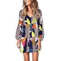 DittyandVibe Women Dresses Casual Long Sleeve V Neck Flowy Tunic Dress