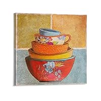 Art Poster Collage Bowl By Patricia Pinto Modern Canvas Art Canvas Painting Posters And Prints Wall Art Pictures for Living Room Bedroom Decor 24x24inch(60x60cm) Frame-style-3