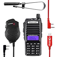 Bundle: MIRKIT Radio Baofeng UV-82 MK5 8 Watt Max Power & Foldable Tactical Antenna 18.7 inch & Original Baofeng UV-82 2 Dual PTT Speaker Mic & MIRKIT FTDI Baofeng Programming Cable Model 3 Red