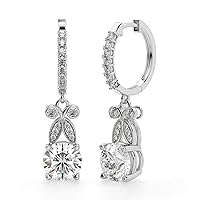 2.00CT Round Brilliant Cut, VVS1 Clarity, Colorless Moissanite Stone, 925 Sterling Silver Earring, Bourbon Street Drop Earrings, Perfact for Gift Or As You Want