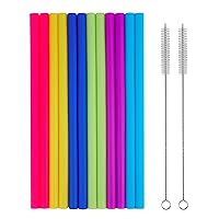 14 PCS Reusable Silicone Straws with Cleaning Brushes, tifanso Extra Wide Large Straws, Great for for 30oz and 20oz Tumblers Yeti/Rtic, 10