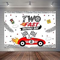 Two Fast Birthday Backdrop for Boy Racing Car Happy 2nd Birthday Party Background Let's Go Racing Kids Second Birthday Cake Table Decorations Photo Studio Props (7x5ft)