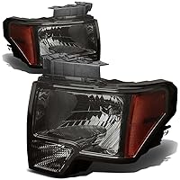 DNA MOTORING HL-OH-F1509-SM-AM Smoke Lens Amber Headlights Replacement Compatible with 09-14 F-150