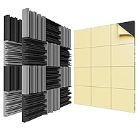 Self-Adhesive Sound Proof Foam Panels 36 Pack,12 X 12 X 2 inch Acoustic Foam,High Resilience Sound Proofing Padding for Wall,Sound Absorbing Panels Suitable for Home,Studio,etc,BlackGray