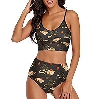 Pizza and Rats Women's Two Piece Swimsuit Sexy Bikini Set High Waisted Bathing Suit