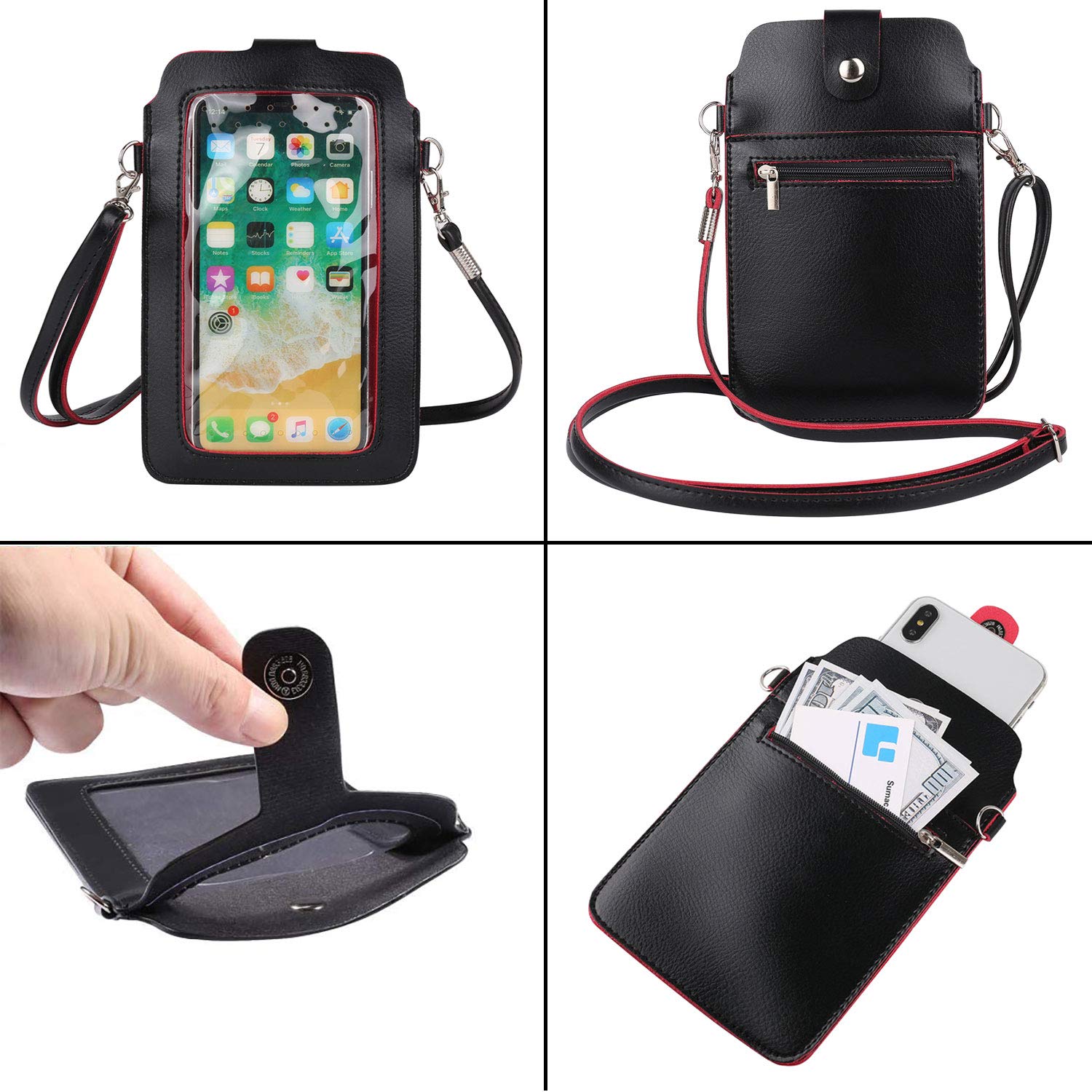 Touch Screen Phone Purse Bag Wallet for iPhone 13 Pro Max, 13 Pro, 13, 13 Mini, 12 11 Pro Max, 11 12 Pro Xs Max Xr X 8 Plus
