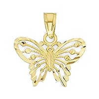 10k Solid Real Gold Butterfly Pendant Small Animal Charm Casual Everyday Wear Jewelry Charm
