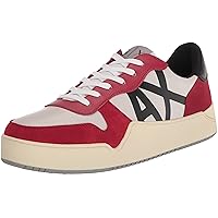 A｜X ARMANI EXCHANGE Men's Bold Colorblock Suede Nylon Logo Skater Sneaker