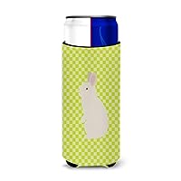BB7791MUK New Zealand White Rabbit Green Ultra Hugger for slim cans Can Cooler Sleeve Hugger Machine Washable Drink Sleeve Hugger Collapsible Insulator Beverage Insulated Holder