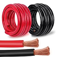 2 Gauge Battery Cable Copper Wire, 15FT Red+15FT Black 2 AWG Welding Cable Standard USA OFC Wire for Automotive, Battery, Solar, Marine and Generator