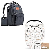 KeaBabies Diaper Bag Backpack and Car Seat Cover for Babies - Waterproof Multi Function Baby Travel Bags - Baby Car Seat Canopy for Spring, Autumn, Winter - Universal Stretch Fit Car Seat Covers