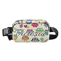 Custom Funny Colorful Owls Fanny Packs for Women Men Personalized Belt Bag with Adjustable Strap Customized Fashion Waist Packs Crossbody Bag Waist Pouch for Casual Cycling