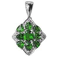 Chrome Diopside Natural Gemstone Oval Shape Pendant 925 Sterling Silver Uniqe Jewelry