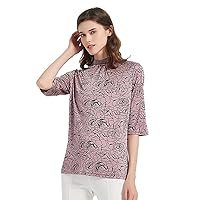 通用 Ladies Short Sleeve T-Shirt Half Turtleneck Mulberry Silk Medium Long Sleeve Plus Size Ladies Top