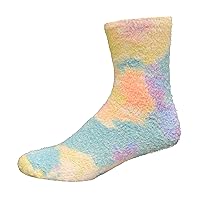 K. Bell Women's Tie Dyed Plush Slipper Crew Socks-1 Pairs-Soft Casual Fashion Gifts