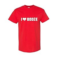 I Love Booze Heart T-Shirt Let's Party Funny Graphic Tee Drinking T-Shirt 100% Cotton