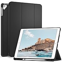 Ztotop Case for iPad Pro 12.9 Inch 2017/2015 (1st & 2nd Generation)with Pencil Holder, Lightweight Soft TPU Back Cover + Auto Sleep/Wake, Black