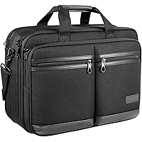 KROSER Laptop Bag Stylish Laptop Briefcase Fits Up to 17.3 Inch Expandable Water-Repellent Shoulder Messenger Bag Computer Bag with RFID Pockets for Business/Travel/School/College/Men/Women-Black