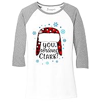 You Serious Clark Christmas Raglan Sleeve Tee Buffalo Plaid Womens Mens Baseball T-Shirt