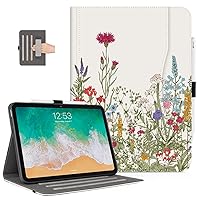 iPad 10th Generation Case, iPad Case 10th Generation for Women Girls Shockproof Case with Pencil Holder, Multi-Angle Adjustable Stand View with Pocket/Hand Strap/Auto Wake Sleep, Flowers