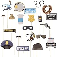 BinaryABC Cops Robbers Police Photo Booth Props, Police Party Supplies,21Pcs