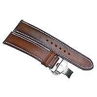 Ombre Brown Vegetable Tanned Cow Leather Watch Band, Full Grain Cow Watch Strap, Handmade Leather Band (19mm, With Steel Folding Clasp)