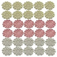 2'' Hand Crocheted Lace Appliques Flowers Embellishments for Crafts, Flower Garland, Clothing, Headbands, Hats, Gift Package Needs, Pack of 30 (Assorted Colors)