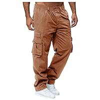 Cargo Jogger Pants for Men Plus Size Low Rise Elastic Waist Button Work Pants Loose Athletic Tactical Pants Trouser