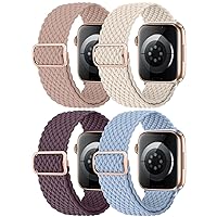 Stretchy Solo Loop Adjustable Bands: Solo Loop Band Compatible with Apple Watch Band 38mm 40mm 41mm 42mm 44mm 45mm 49mm, Women Men Elastic Braided Nylon Straps Ultra iWatch Series SE 8 7 6 5 4 3 2 1