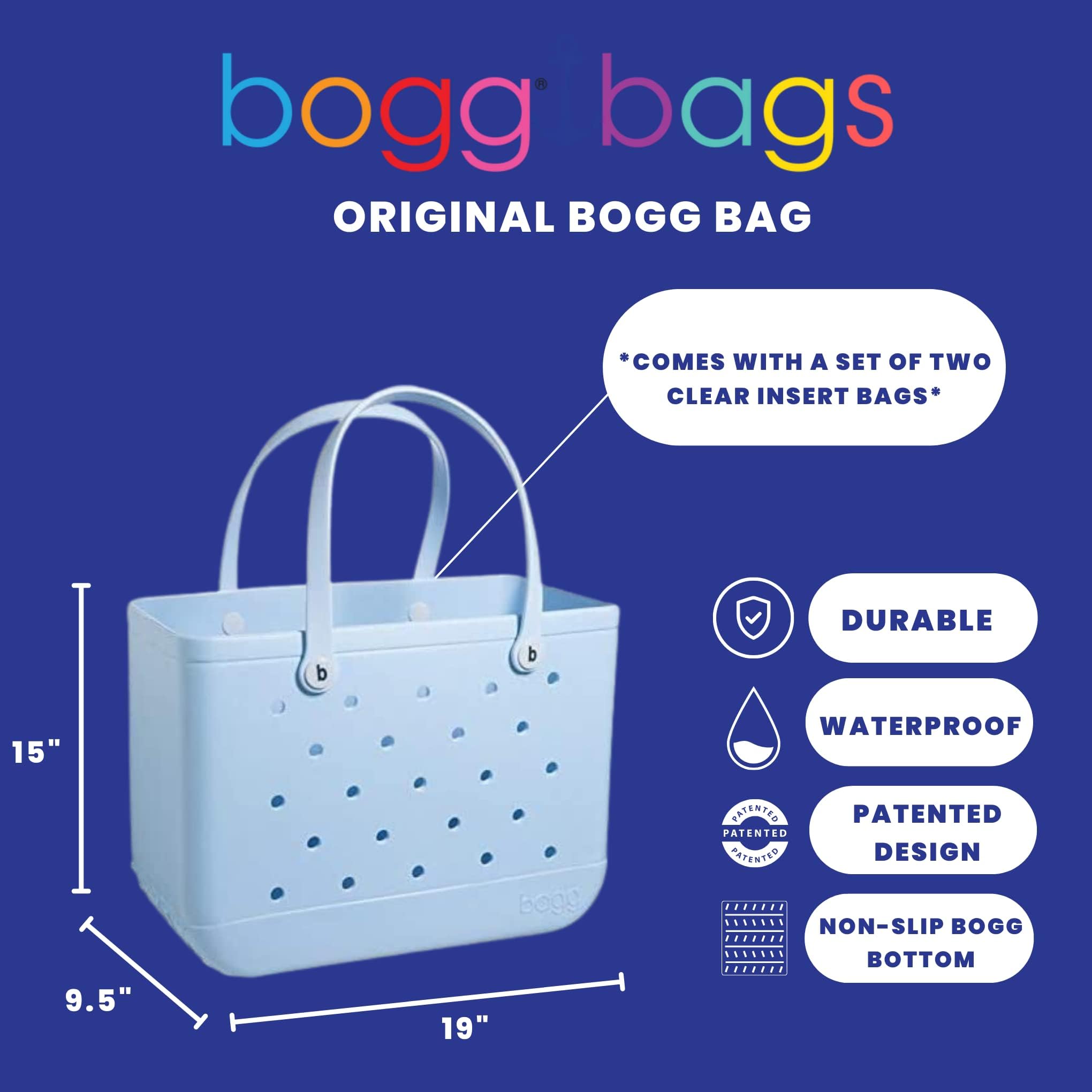 BOGG BAG Original X Large Waterproof Washable Tip Proof Durable Open Tote Bag for the Beach Boat Pool Sports 19x15x9.5