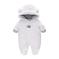Baby Winter Hooded Romper Fleece Snowsuit Boys Girls Thick Outfits 0-12 Months