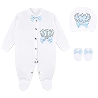 Lilax Baby Boy Newborn Crown Jewels Layette 3 Piece Gift Set
