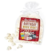 DISTINCTIVS Movie Night Birthday Party Chip Bag Stickers - Birthday Movie Night Decorations – Snack Bag Labels – 32ct