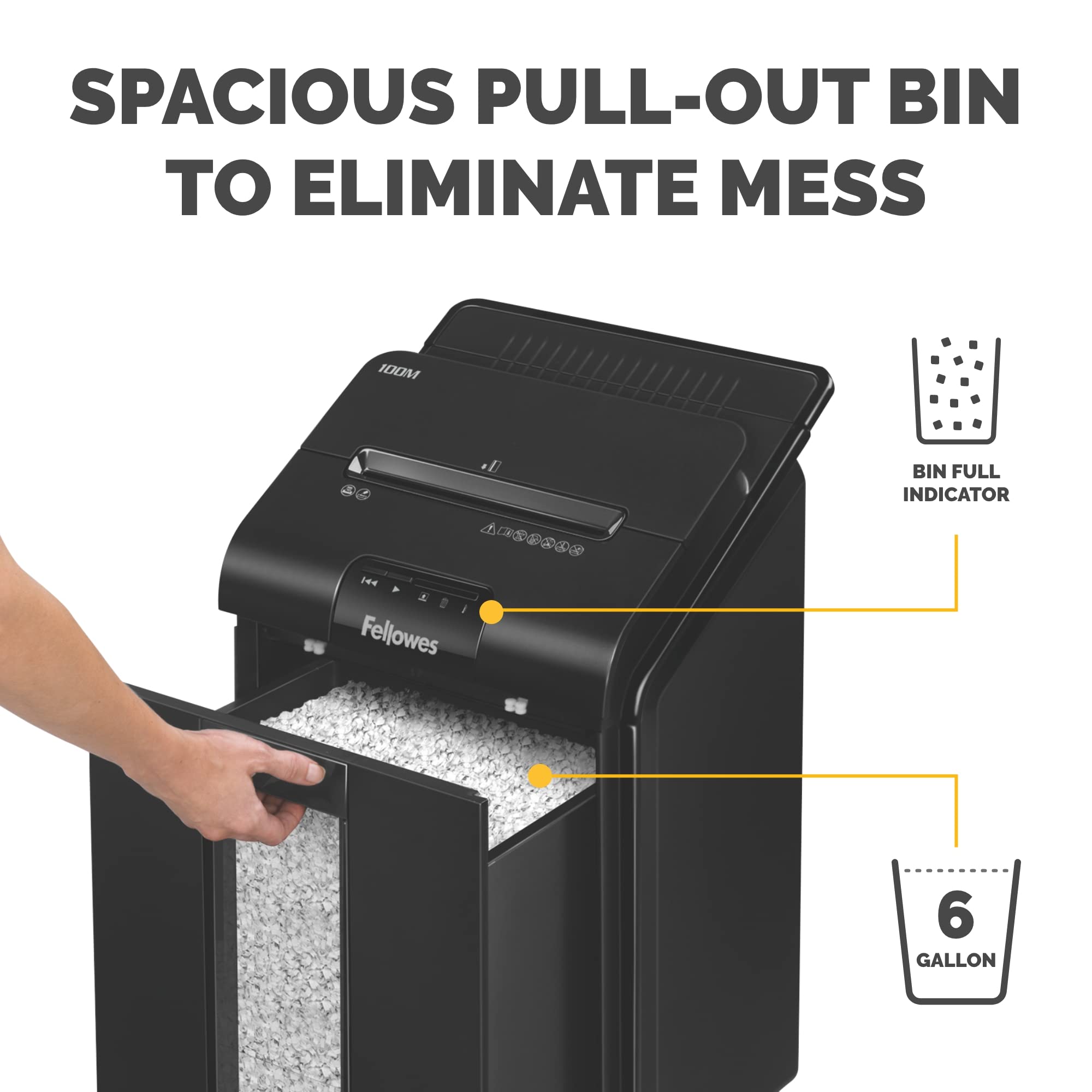 Fellowes AutoMax Micro-Cut 100M Commercial Office Auto Feed 2-in-Paper Shredder with 100-Sheet Capacity