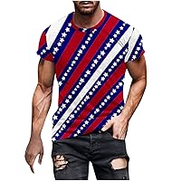 Mens American Flag T-Shirt Patriotic Colorful Shirts 4th of July Short Sleeve Hipster Tee Tops Sport Fitted T Shirts