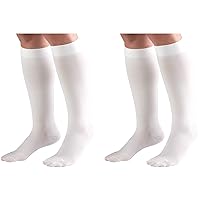 Truform 20-30 mmHg Compression Stockings for Men and Women, Knee High Length, Closed Toe, White, Small, 2 Count